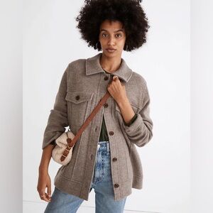 Madewell Boiled Wool Bridgman Sweater-Jacket - Brown - XS (also would fit S)